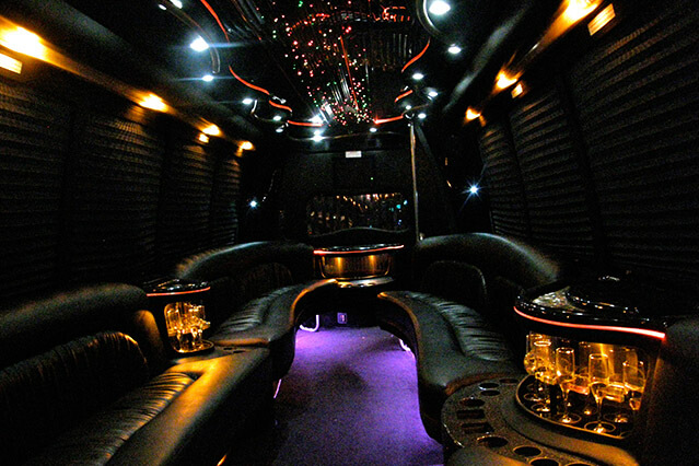 Luxury party bus amenities