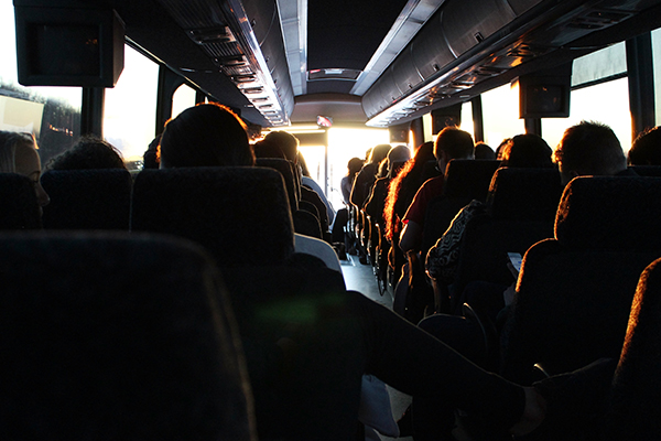 group transportation in a charter bus